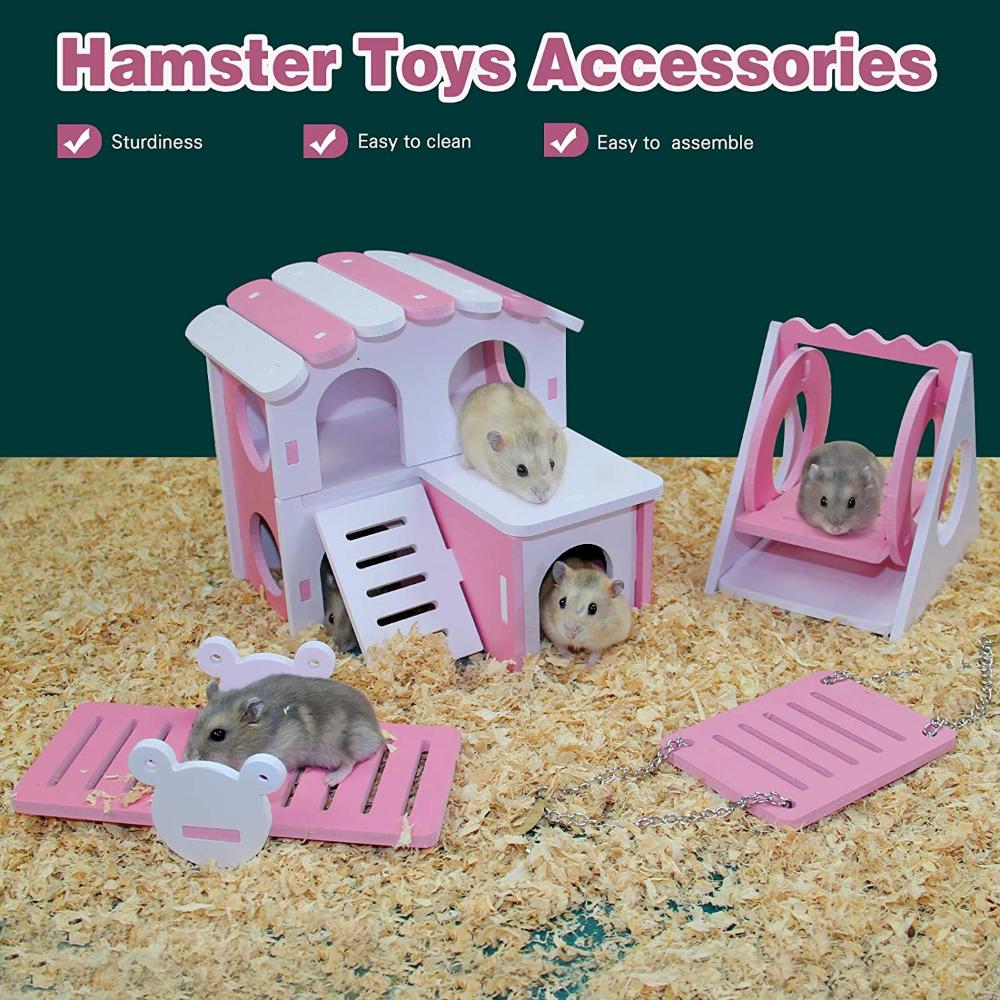Insect Hotel Wood - Hamster Play Toys Set Wooden Hamster