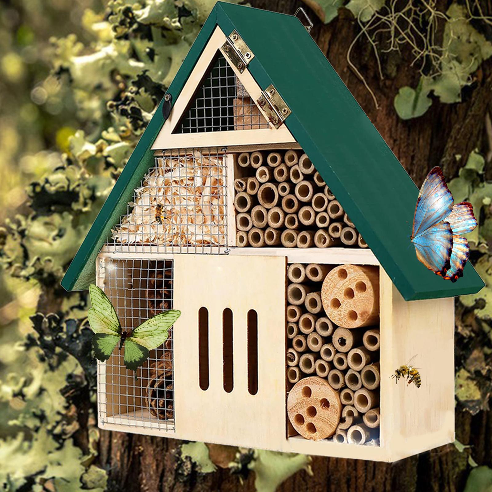 Insect Hotel Wood - Outdoor Wooden Insect House Bee Hotel