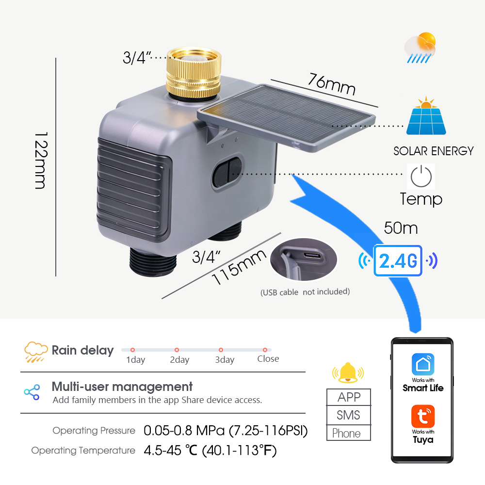 Tuay Smart Solar 2-Zone Wateri - огляд і ціна Smart Garden Tap Timer